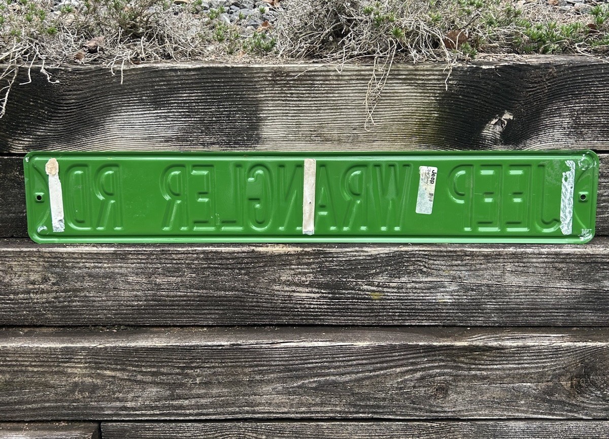 Jeep Wrangler Rd. Porcelain Street Sign Vintage 36″ x 6″