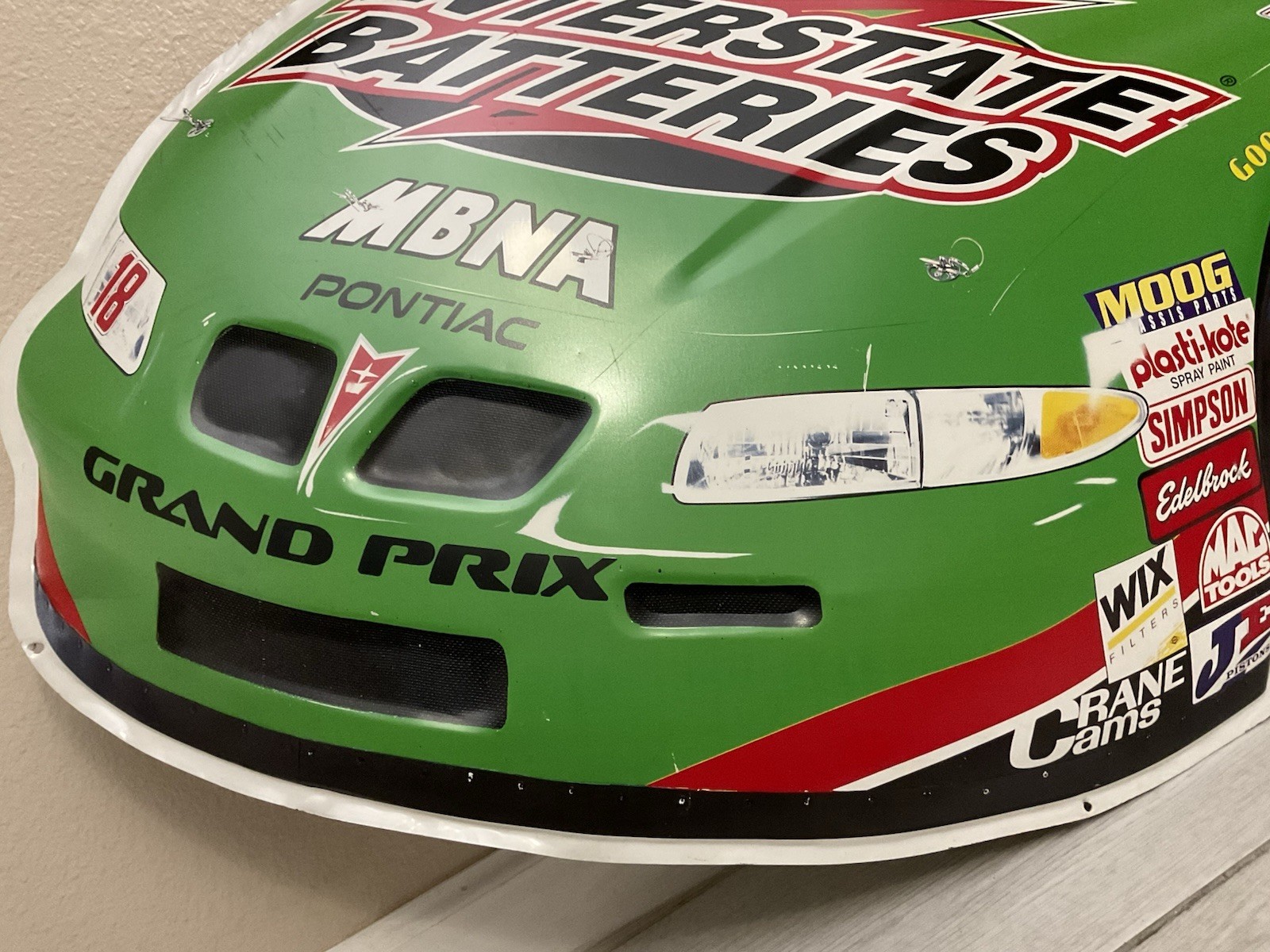 Vintage NASCAR Bobby Labonte #18 Interstate Battery 50” Tin Metal Sign Embossed