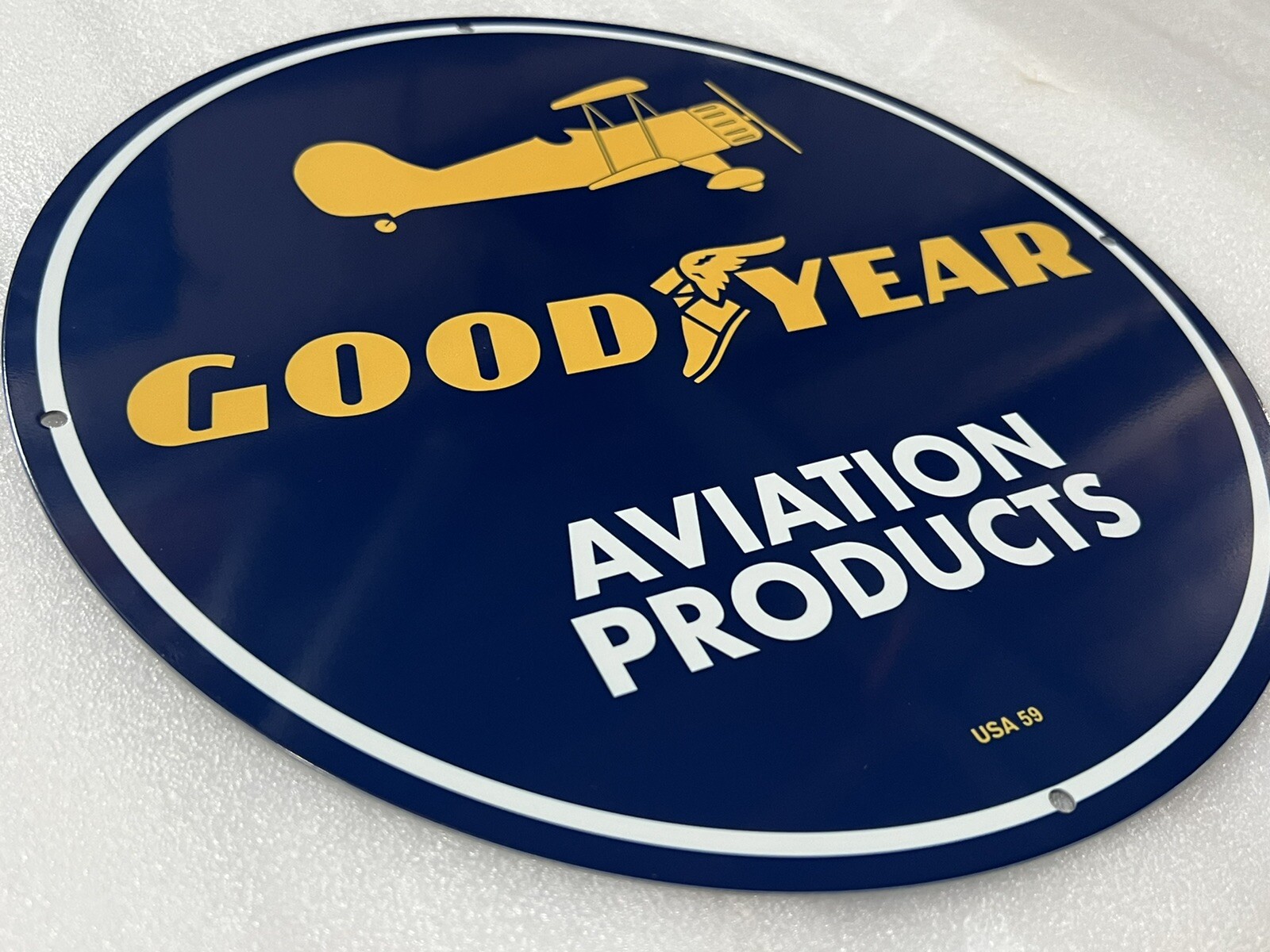 Good Year Aviation Products Oil Gas Heavy Steel Metal Vintage Style Sign