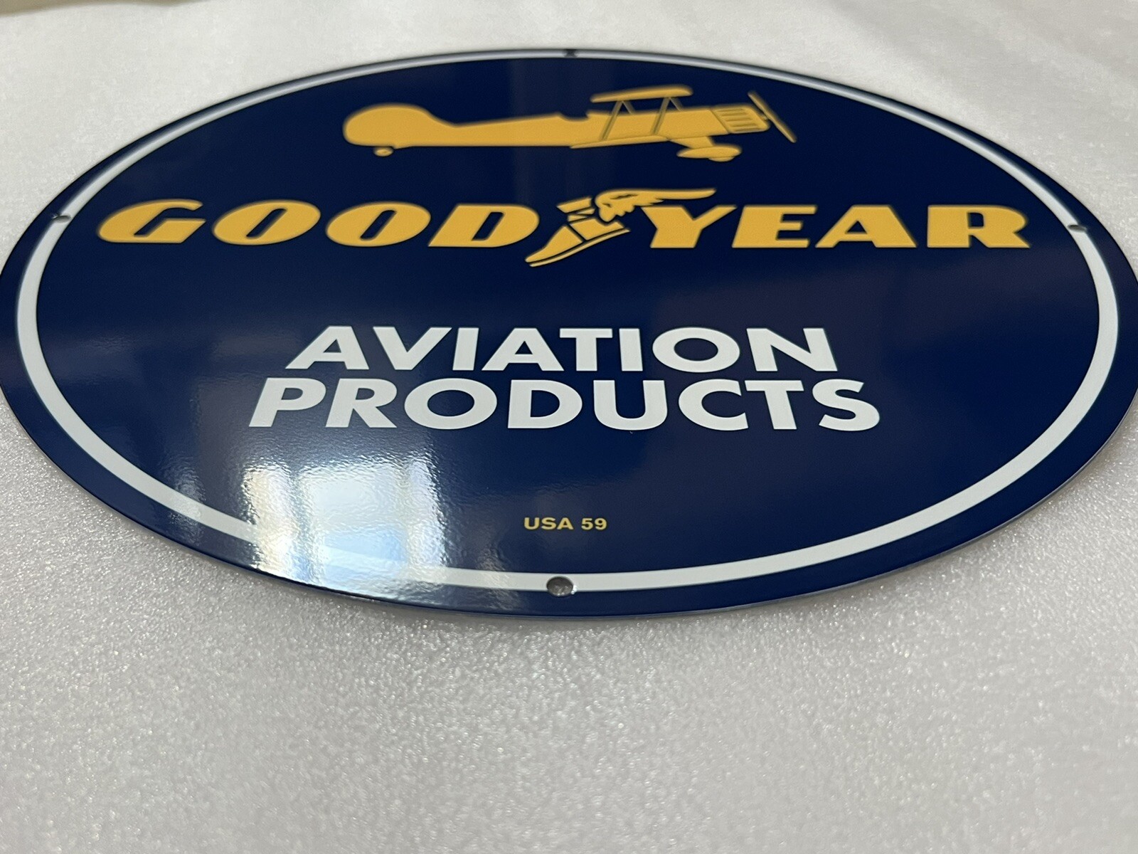 Good Year Aviation Products Oil Gas Heavy Steel Metal Vintage Style Sign