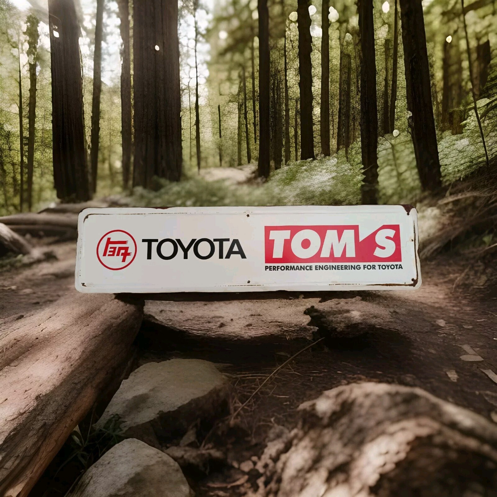 VINTAGE TOYOTA TOM’S not PORCELAIN GAS AUTOMOBILE SERVICE WORKSHOP SIGN