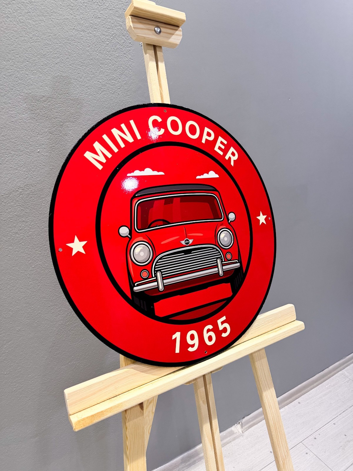 Mini Cooper 1965 – Classic Front View Vintage Heavy Metal Sign – 50 cm (19.7”)