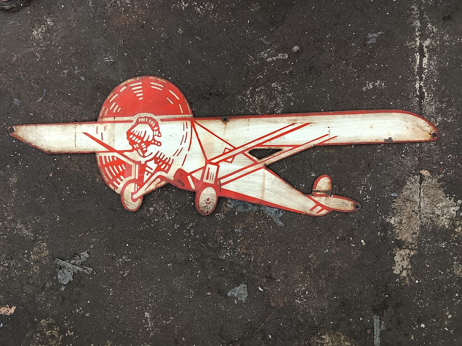 PORCELAIN SINCLAIR AIRCRAFT ENAMEL SIGN 36X12 INCHES