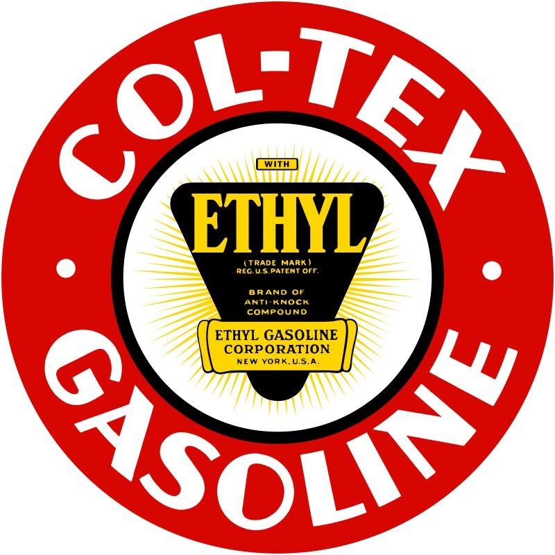 COL TEX Gasoline with Ethyl NEW METAL SIGN: 12″ Diameter Round