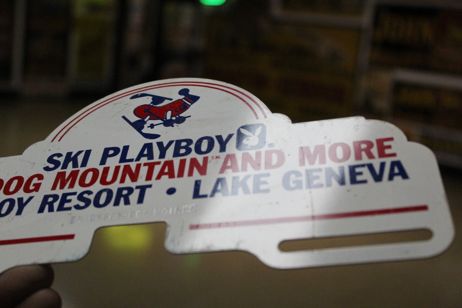 RARE 1968 PLAYBOY SKI CLUB LAKE GENEVA WISCONSIN PAINTED METAL SIGN HOTDOG BUNNY