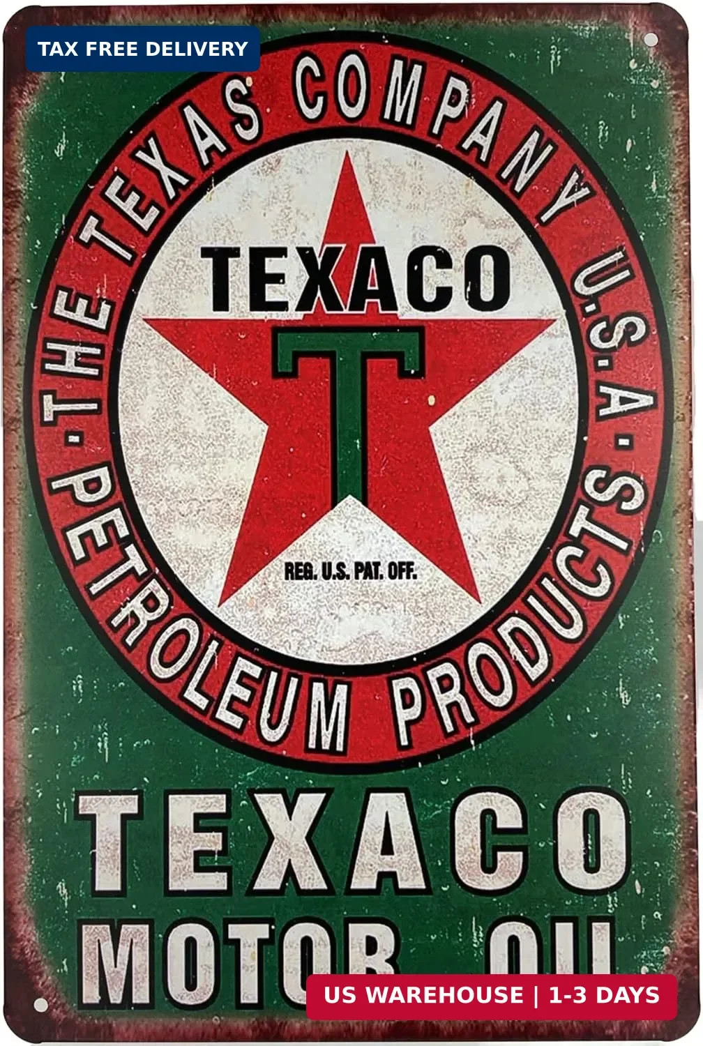 Tin Sign Metal Wall Decor | Gas Station Motor Oil Company | 8 x 12 in | Decorati