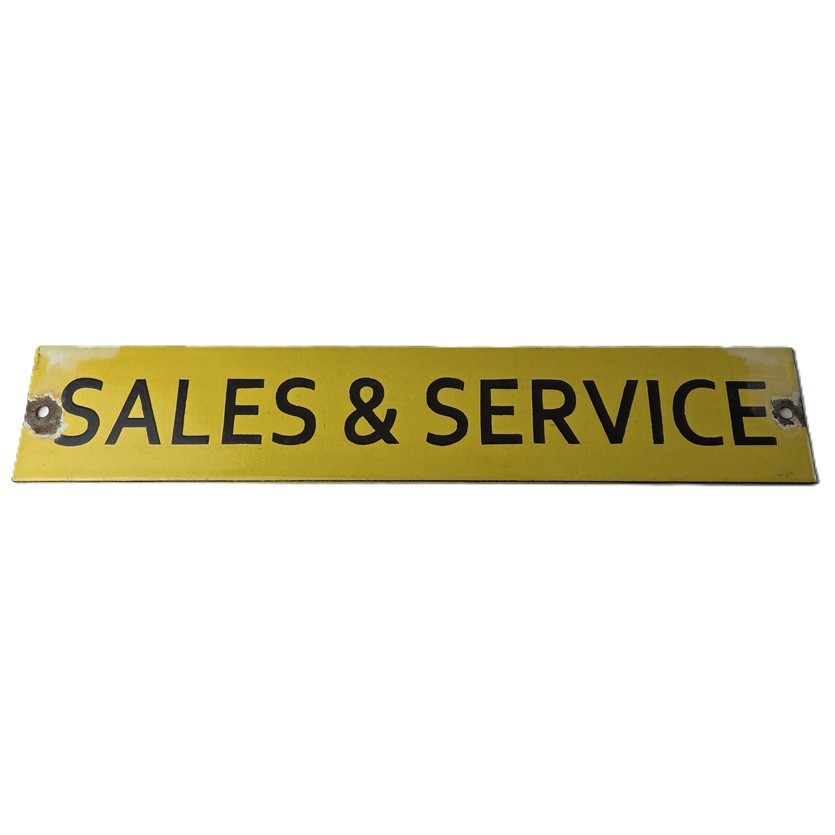 Vintage Sales & Service Porcelain Sign – Double Sided Mid Century Gas Pump Sign