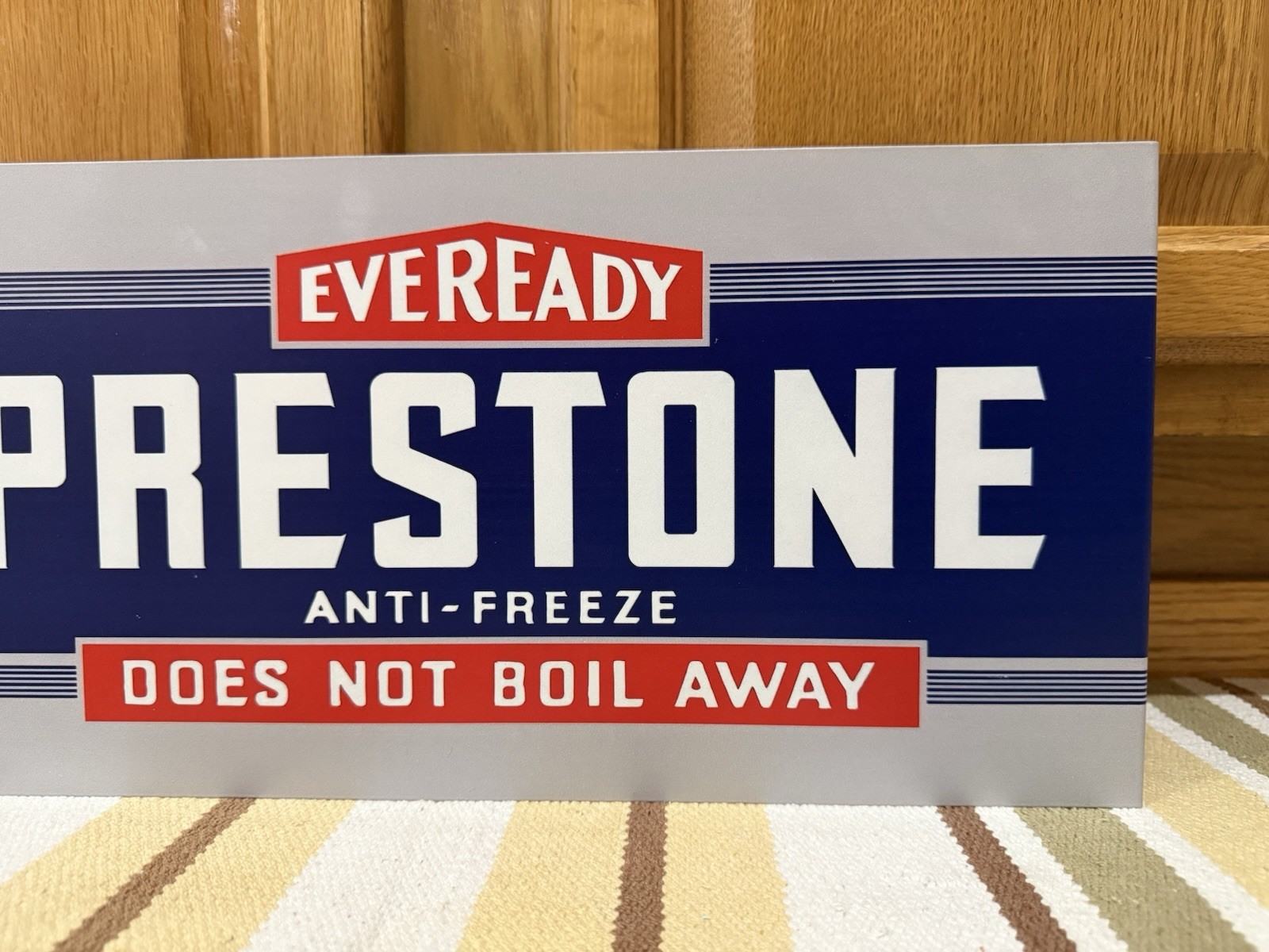 Prestone Anti-freeze Flange Sign Gas Oil Garage Vintage Style Wall Decor