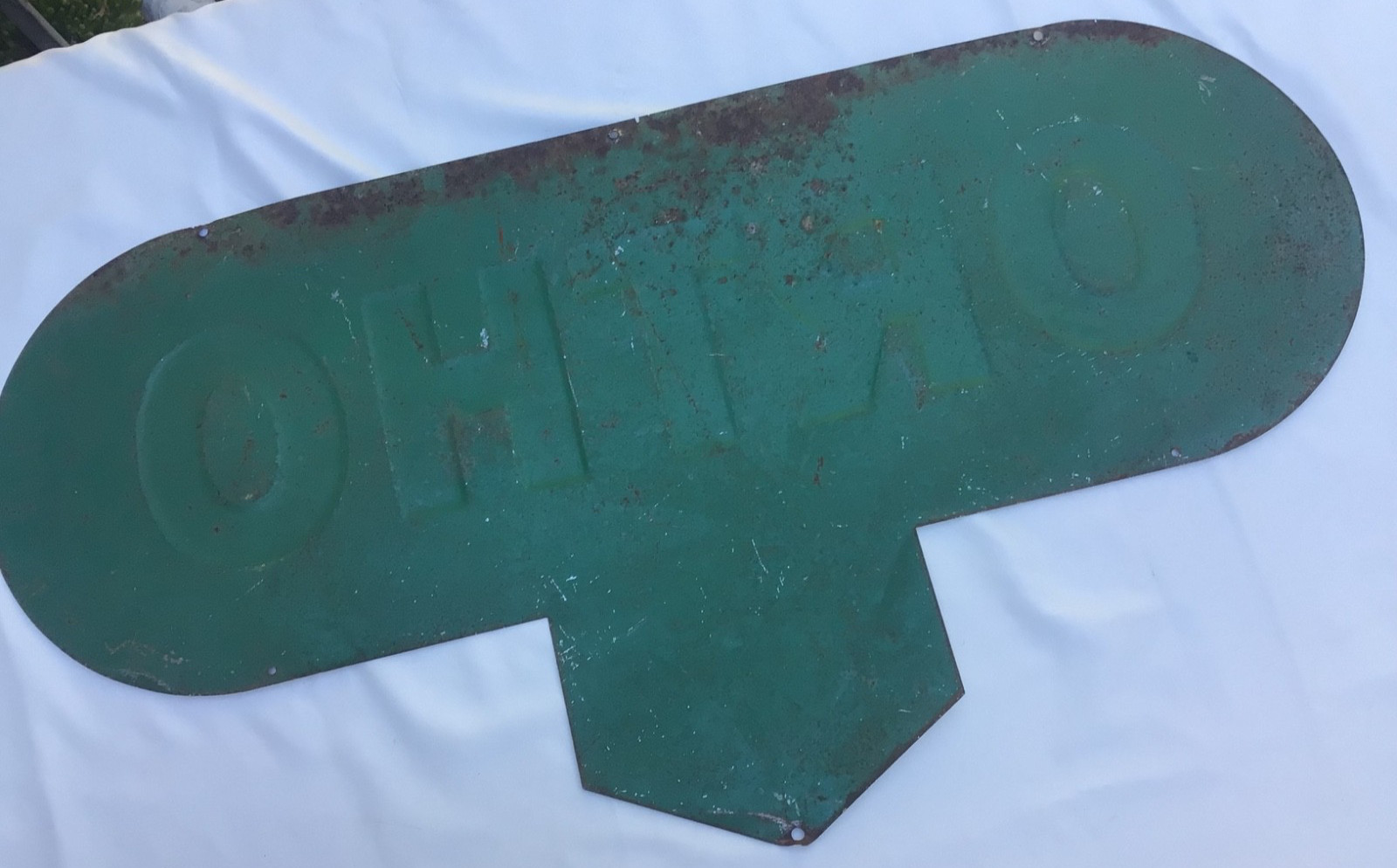 Vintage Chevron ORTHO Tin Advertisement Sign Gas Gasoline Fertilizer 1950s-1960s