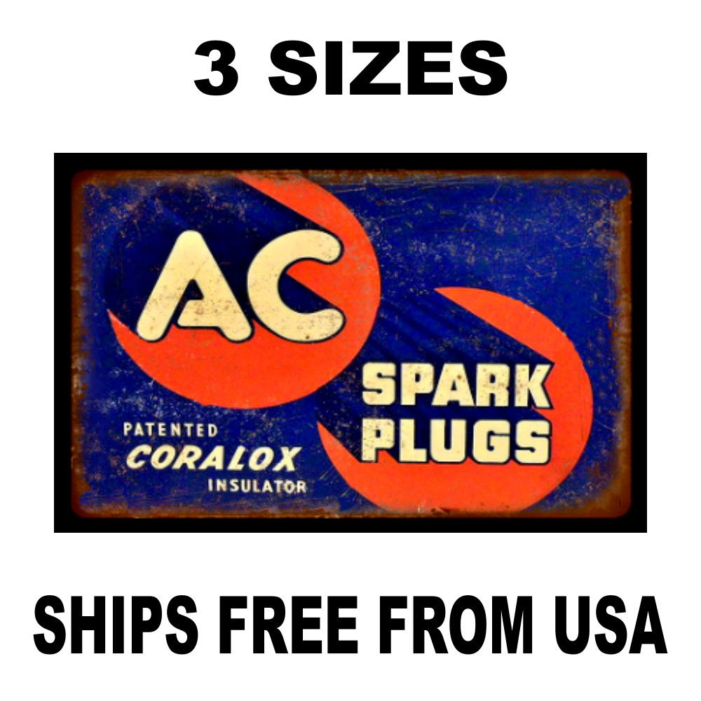 AC Spark Plug Sign Sticker-Original 50’s, 60’s Vintage Replica Decal