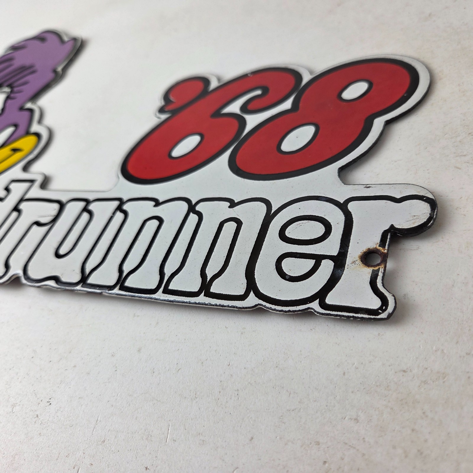 Vintage Mopar Chrysler Sign – Road Runner Plymouth Gas Pump Plate Porcelain Sign