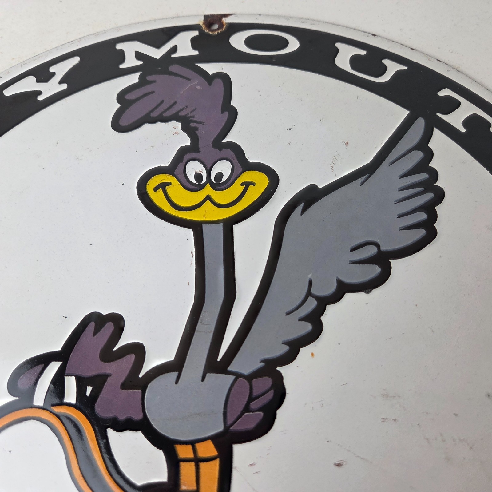 Vintage Mopar Plymouth Sign – Porcelain Road Runner Auto Shop Gas Pump Sign