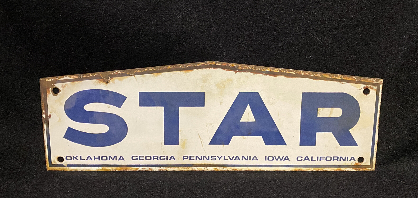 Star Porcelain Sign Oklahoma Georgia Penn Iowa California Oil Pipeline Sign