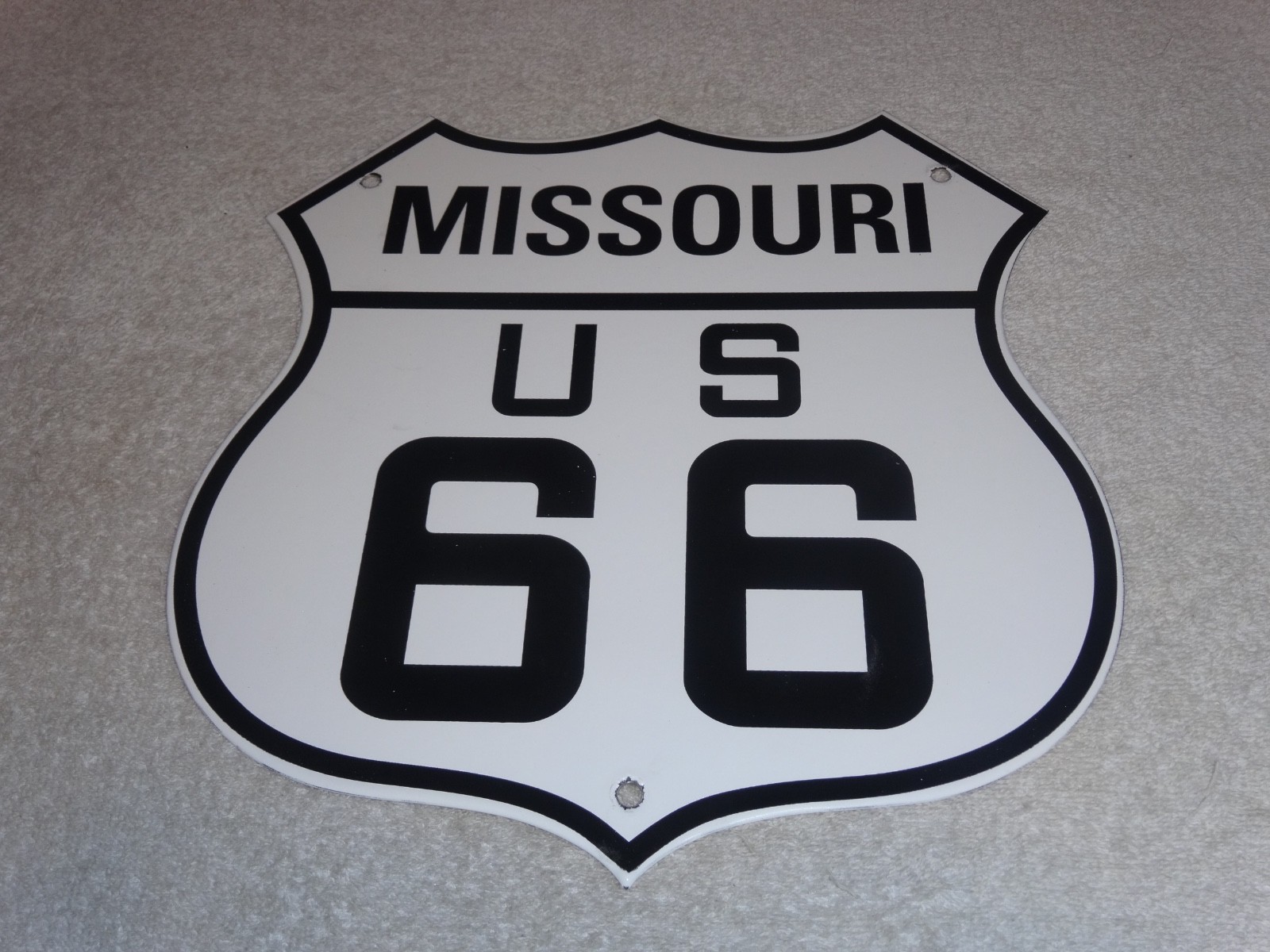VINTAGE MISSOURI ROUTE 66 UNITED STATES U.S. PORCELAIN METAL GASOLINE OIL SIGN