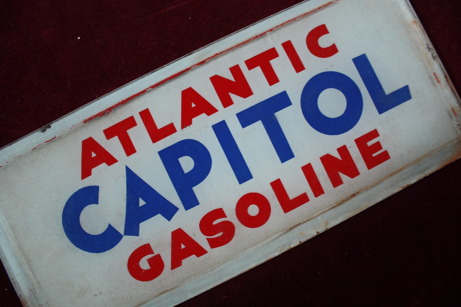 ** VINTAGE ATLANTIC CAPITAL GASOLINE SIGN WAYNE GAS PUMP PLATE LENSE SURVIVOR **
