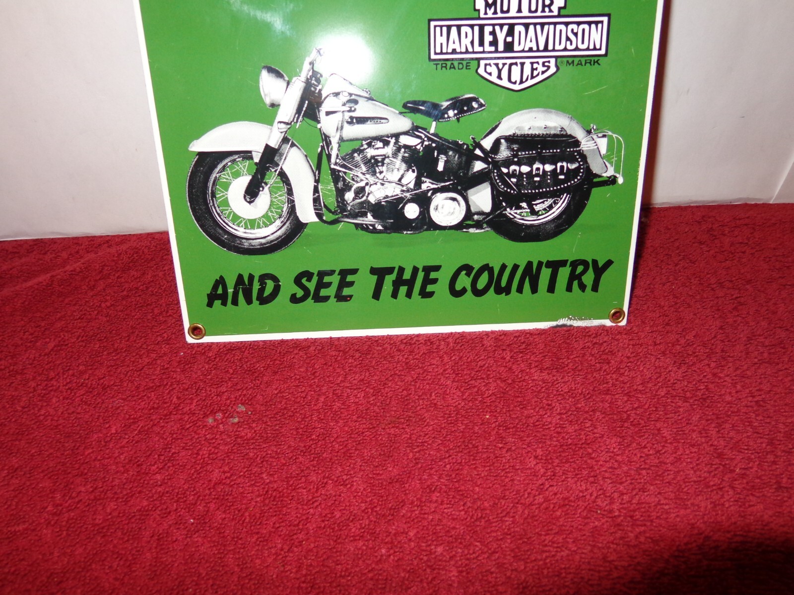 8 x 11 in HARLEY DAVIDSON MOTORCYCLES ADV. SIGN HEAVY METAL PORCELAIN – S 338