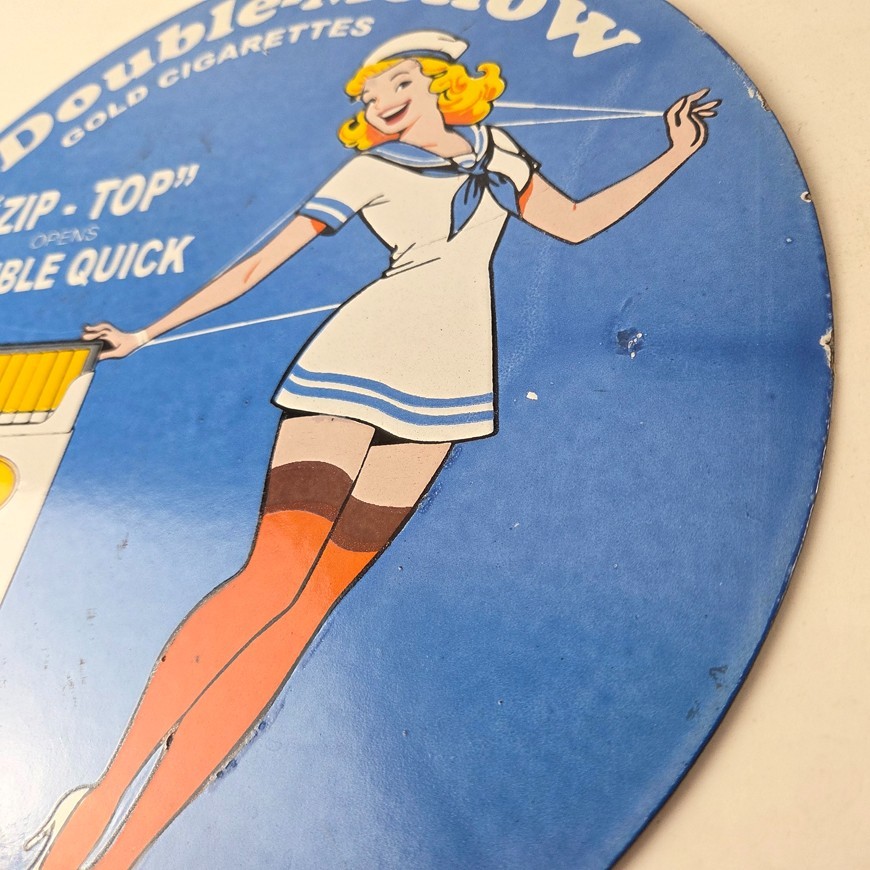 Vintage Old Gold Cigarette Sign – Porcelain Tobacco Gas Pump Plate Sign