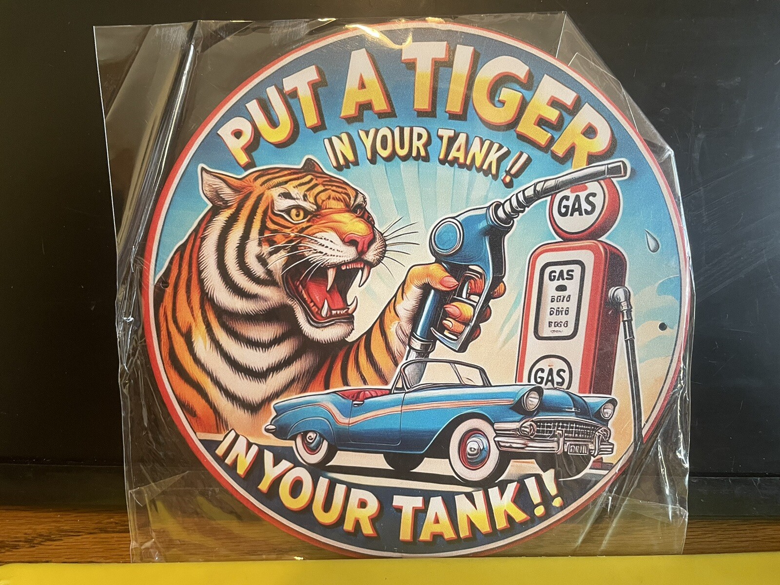 3-ESSO EXTRA GAS GASOLINE VINTAGE METAL SIGN 8X12-8”DIA NIP PUT TIGER IN TANK!!!