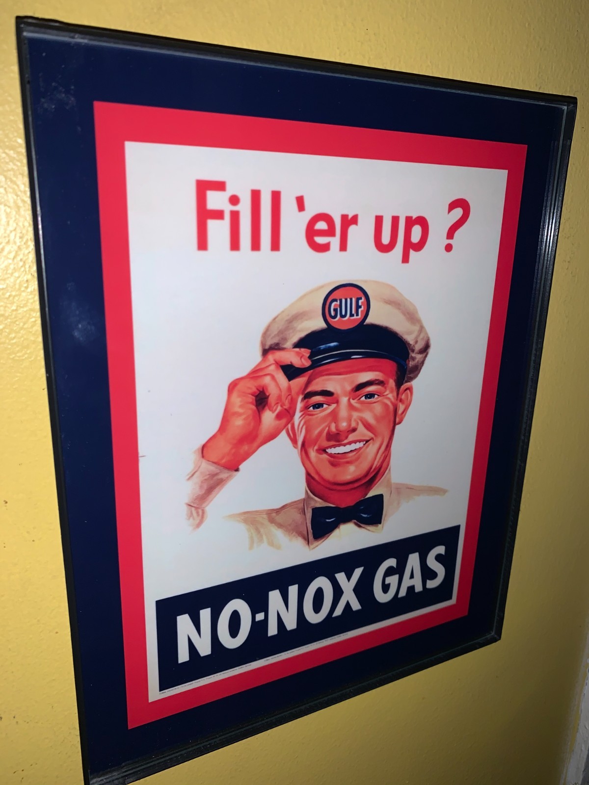 Gulf Fill er up Full Service Oil Gas Station Garage Mechanic Advertising Sign