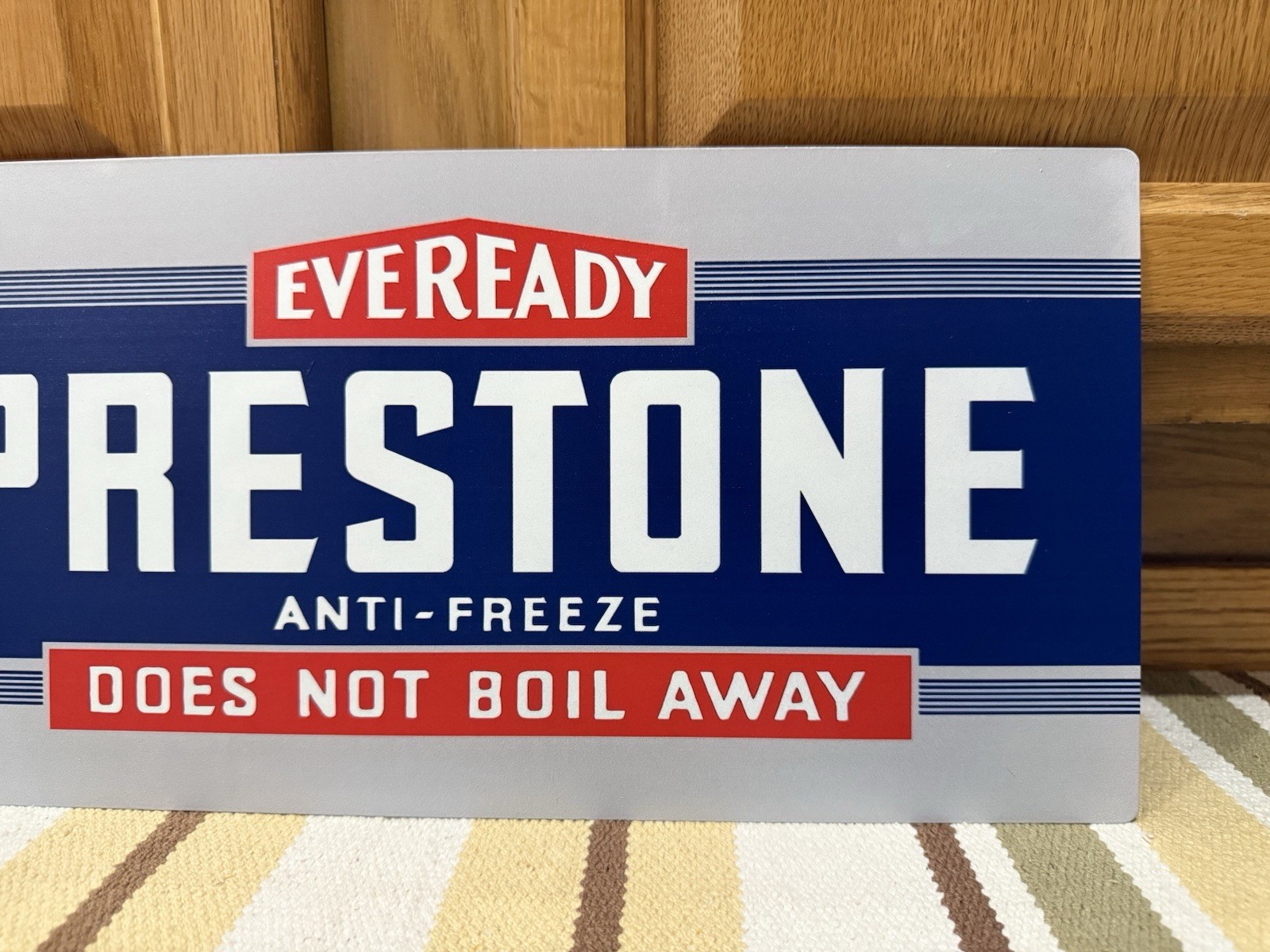 Prestone Anti-freeze Flange Sign Gas Oil Garage Vintage Style Wall Decor