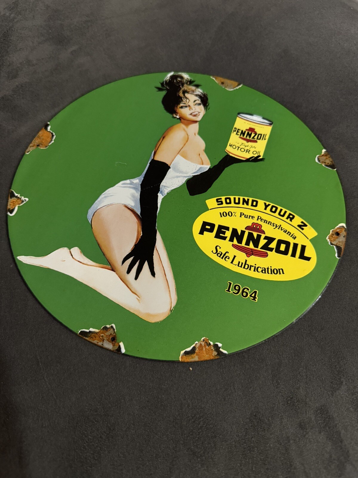 Vintage Pennzoil Girl Gas Vintage Style Heavy Steel Sign Pump Plate
