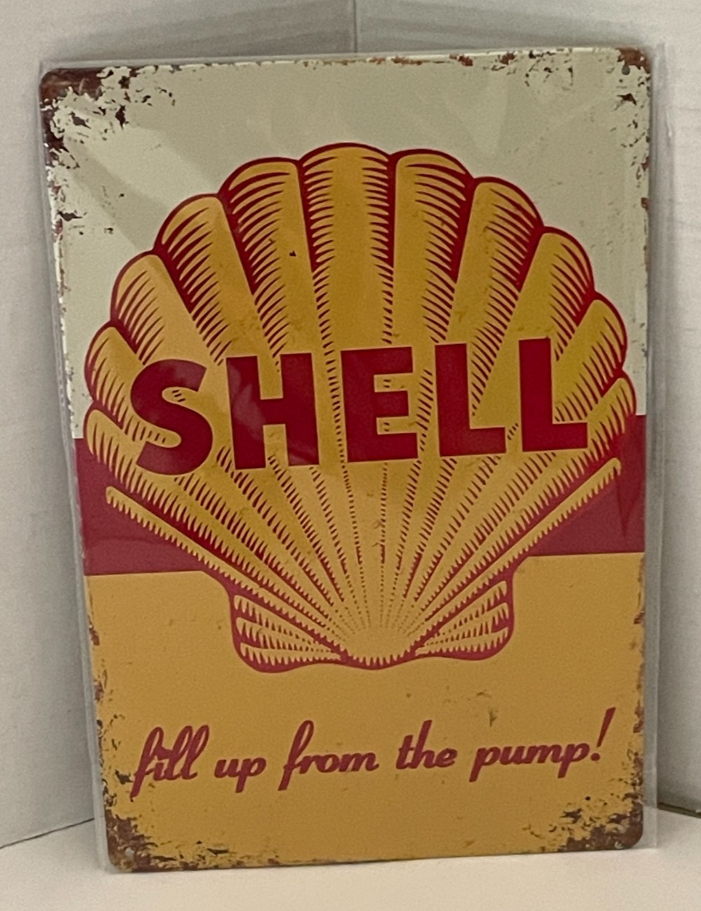 Shell Gas Station Fill Up from The Pump 8″ x 12″ Metal Tin