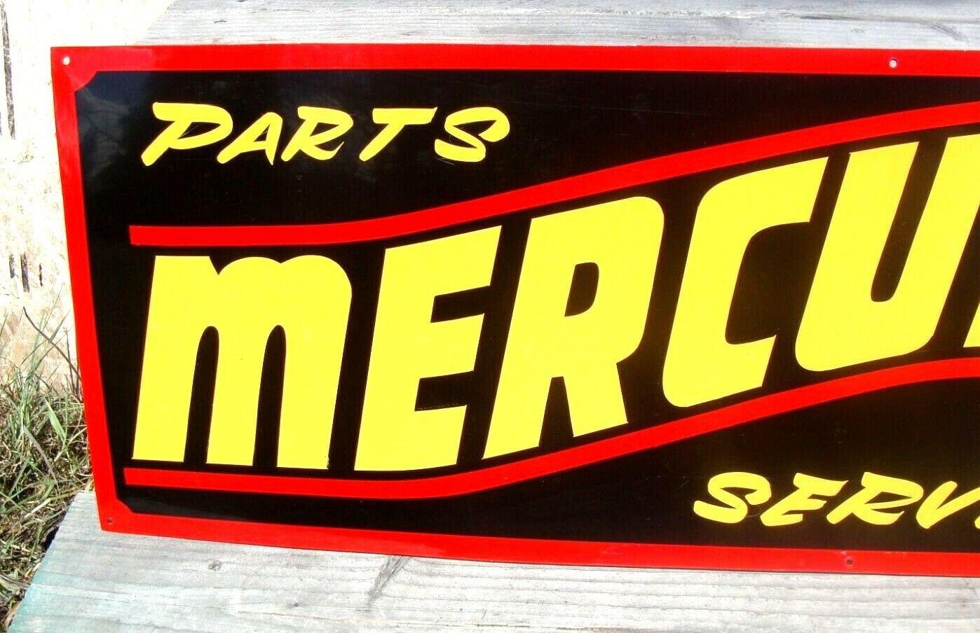Large 36″ Hand Painted Lettered Mercury Boat OMC Repair Shop Marina Sales Sign @