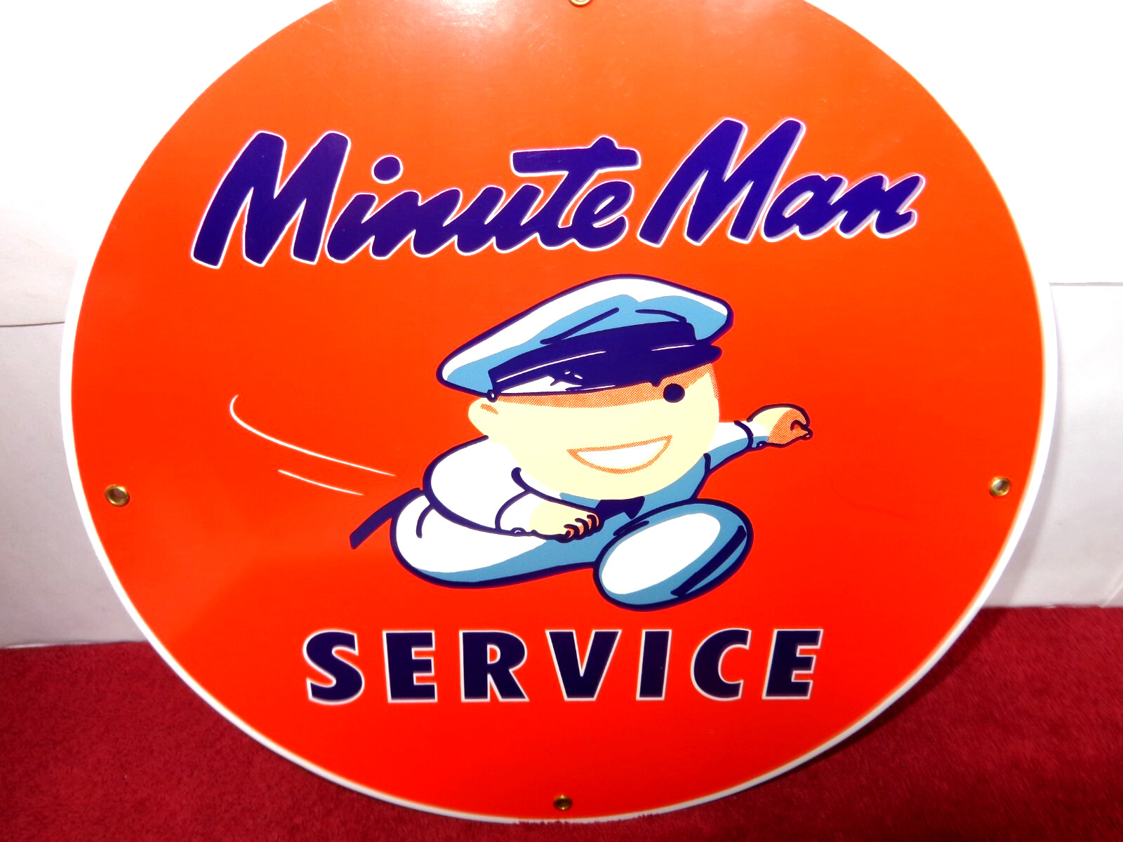 VINTAGE 10 in UNION 76 MINUTE MAN SERVICE ADVERTISING SIGN HEAVY METAL – S 196A