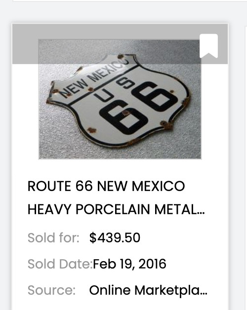 VINTAGE NEW MEXICO US ROUTE 66 U.S. 11 3/4″ PORCELAIN METAL GASOLINE & OIL SIGN