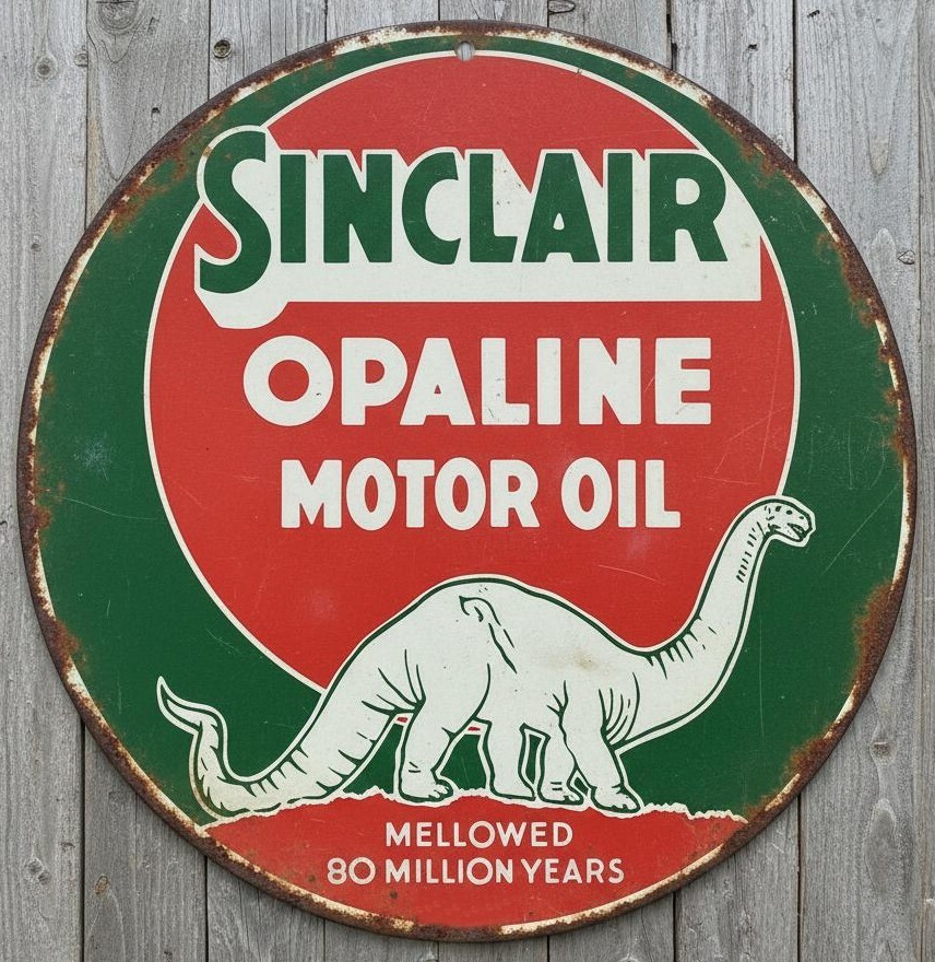Sinclair Opaline Motor Oil 12″ Diameter Novelty Metal Sign Made In USA New!