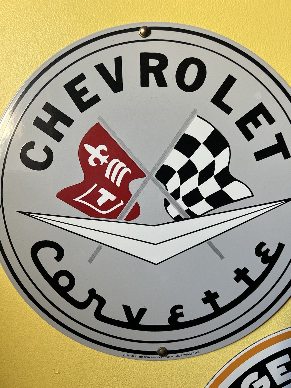 Chevrolet Corvette Ande Rooney Porcelain Sign