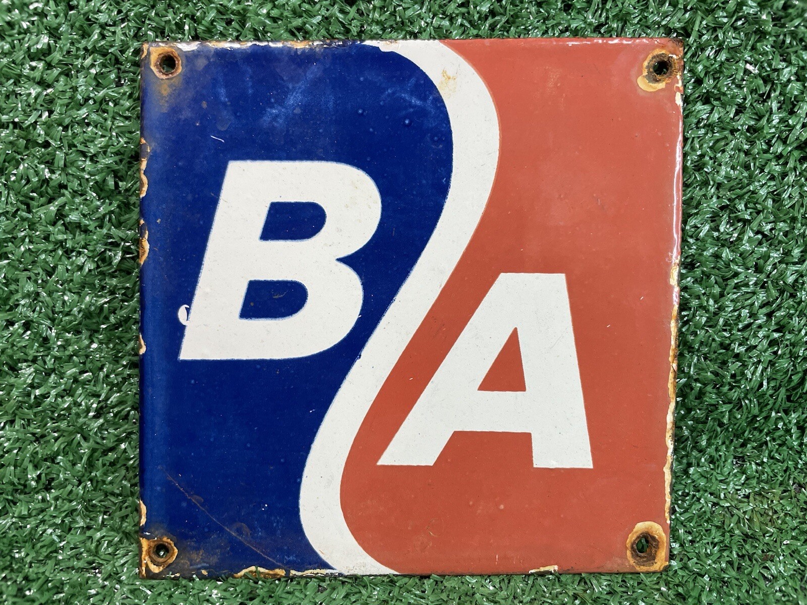 VINTAGE BRITISH AMERICAN OIL PORCELAIN SIGN GAS COMMERCIAL REFINING LUBRICANTS