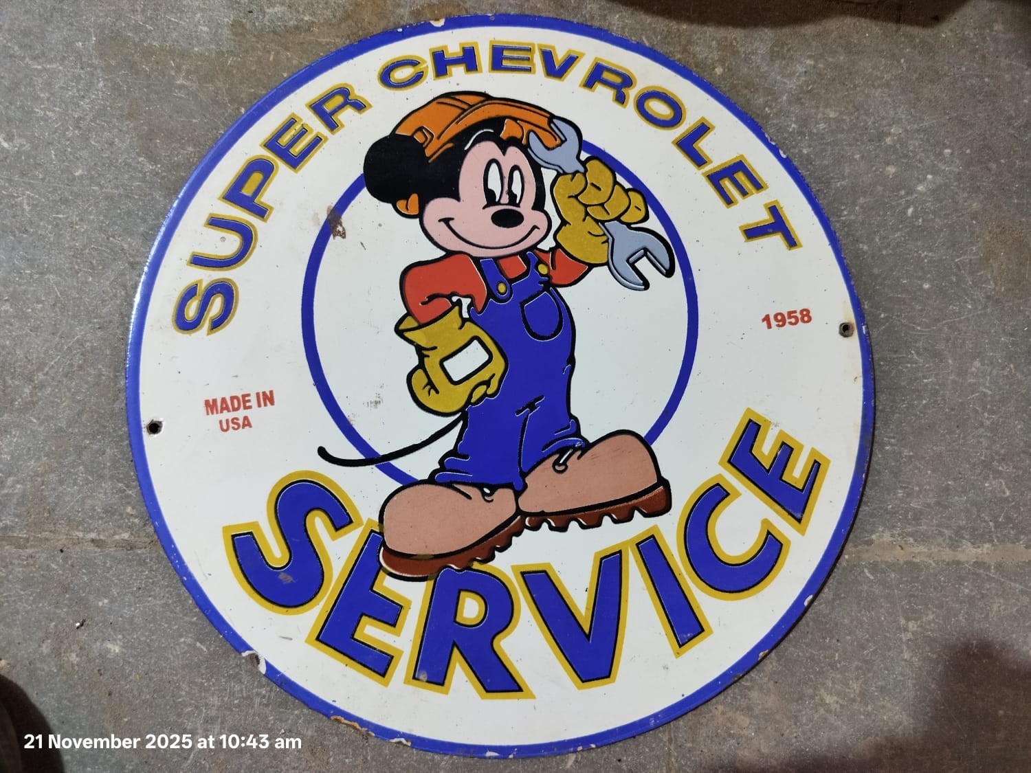 PORCELIAN SUPER CHEVROLET ENAMEL SIGN SIZE 12X12 INCHES