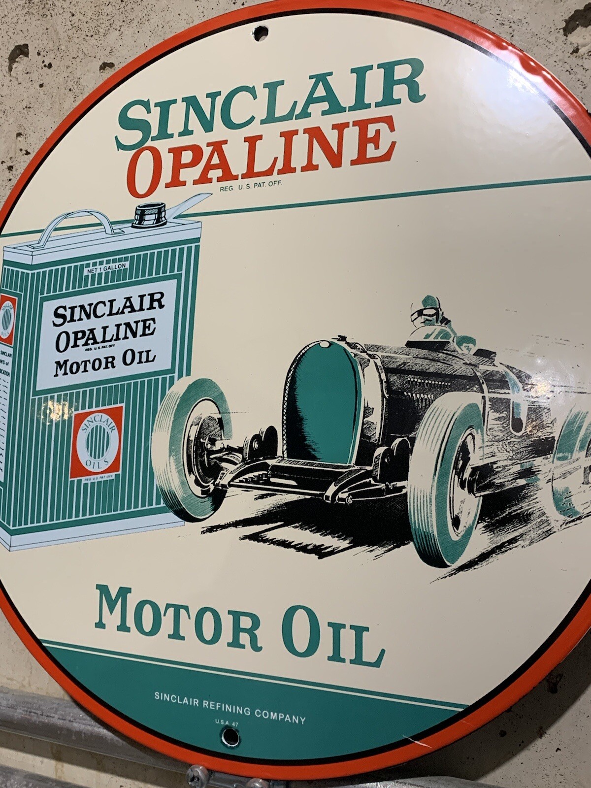 Vintage Style Sinclair Opaline Motor Oil Gasoline Pump Oil Porcelain Sign