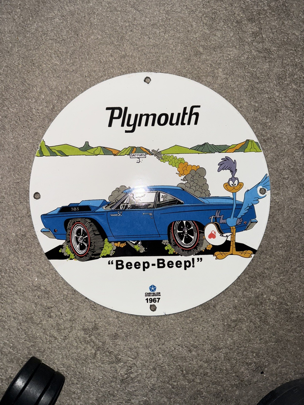 Vintage Mopar Chrysler Sign – Road Runner Plymouth Gas Pump Plate Sign