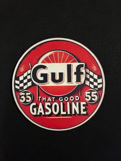 “Gulf” Gas Oil Station Round Tin Metal Sign Signs Retro Vintage Wall Man Cave