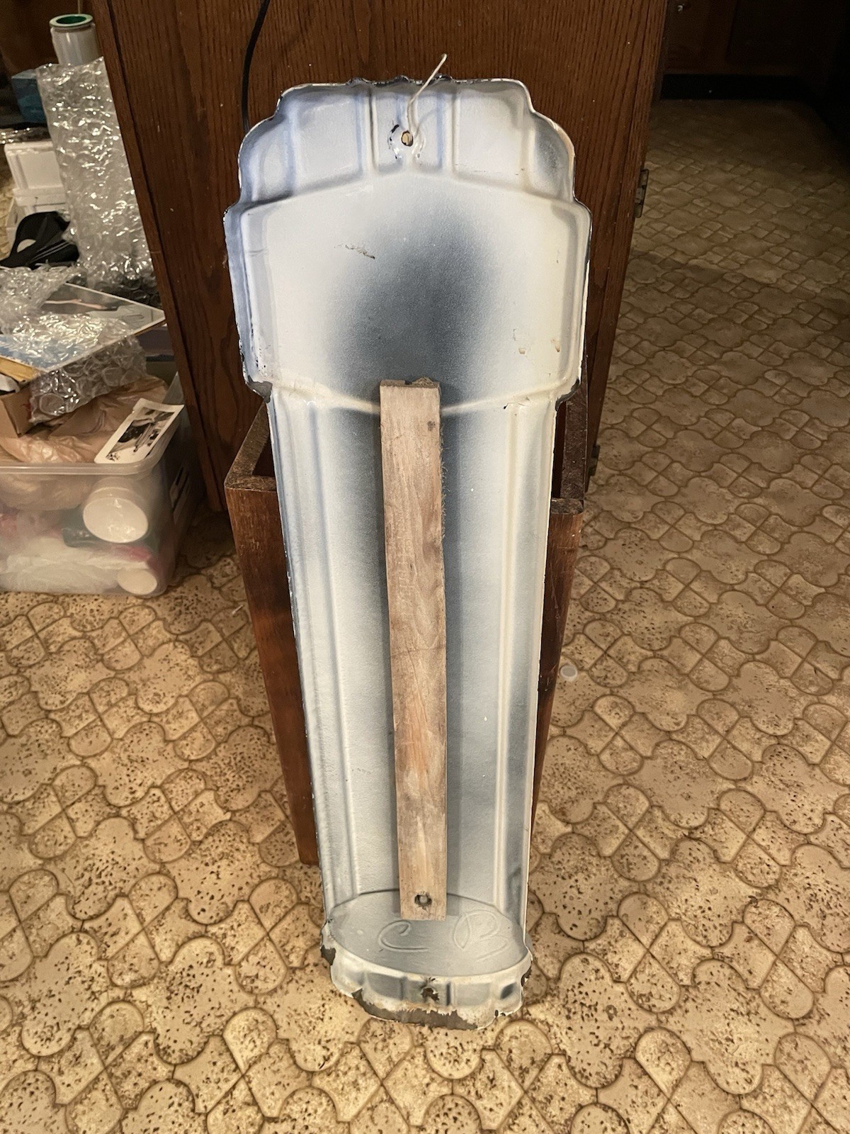 VINTAGE ORIGINAL 1940’s PRESTONE ANTI-FREEZE PORCELAIN THERMOMETER SIGN 36″ x 9″