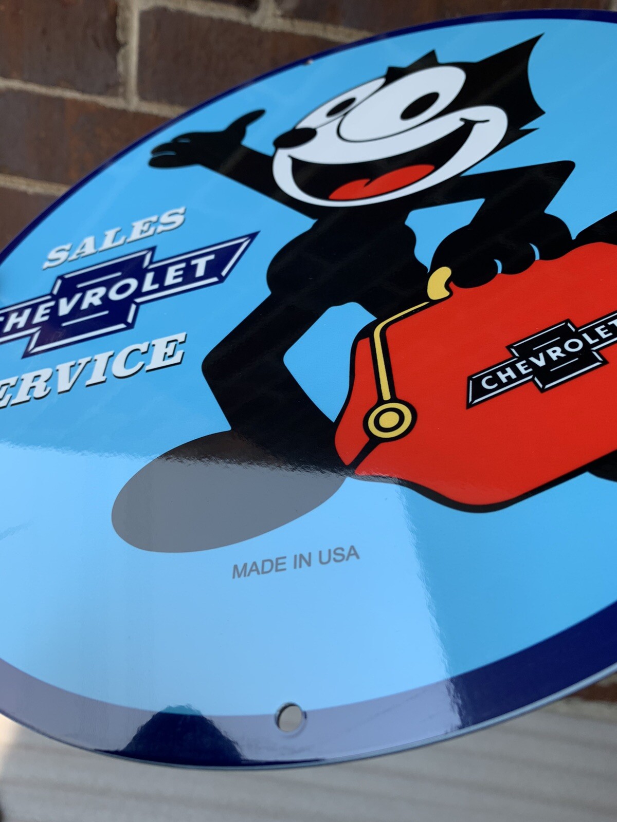 Vintage Style Felix Cat Chevrolet Sales Service Heavy Steel Metal Quality Sign