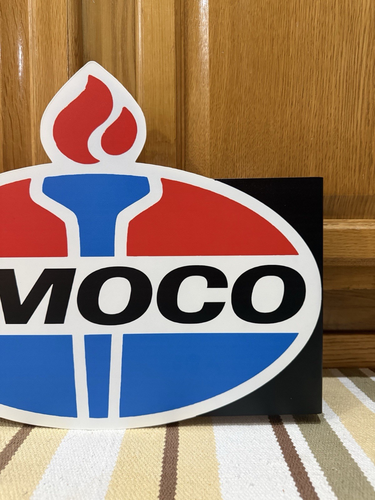 Amoco Gas Oil Flange Sign American Standard 2 Sided Vintage Style Wall Decor
