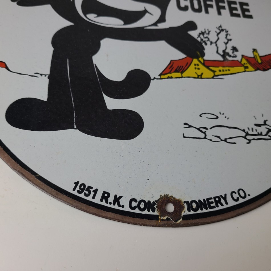 Vintage Felix Coffee Sign – Cream Coffee Advertising Gas Oil Pump Sign