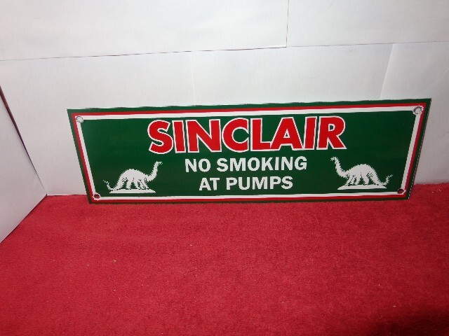 18 x 4 in SINCLAIR GAS NO SMOKING AT PUMPS ADV. SIGN HEAVY DIE CUT METAL # Z 302