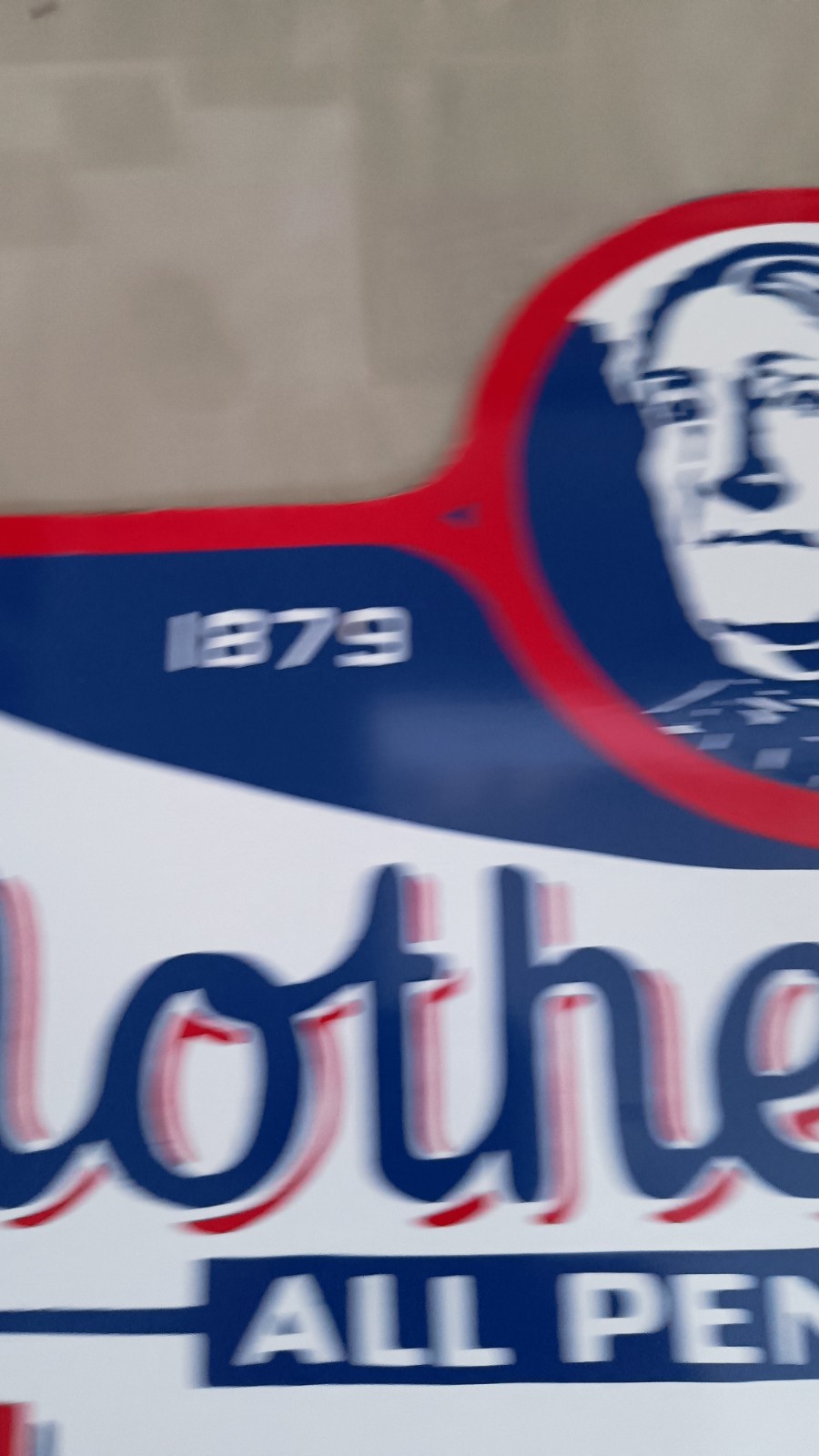 Vintage Model Sign MOTHER PENN Not PORCELAIN PENNSYLVANIA MOTOR OIL Advertising