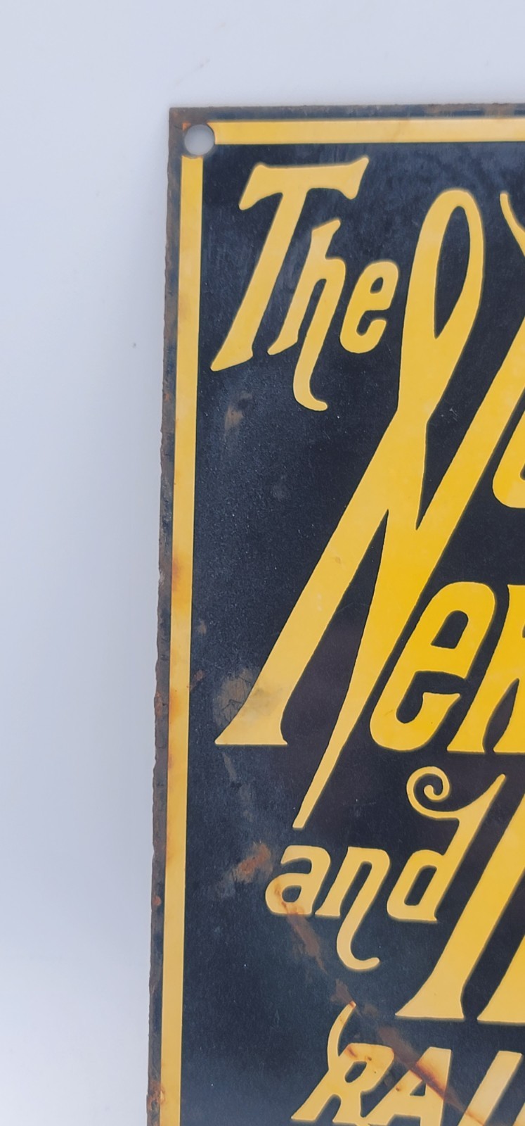Vintage New York New Haven Hartford Railroad Porcelain Enameled Metal Sign