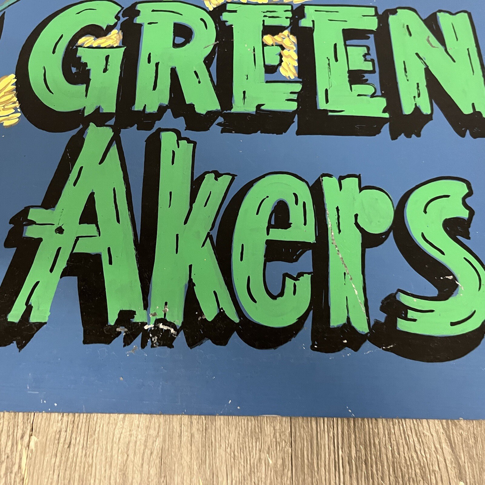 Vintage Green Akers (acres) Sign Hand Painted Folk Art Garden Greenhouse 16″x12″