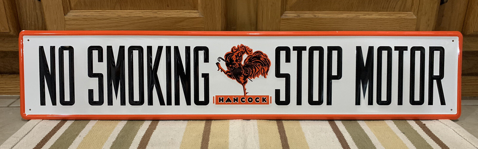 No Smoking Stop Motor Sign Handcock Gasoline Oil Vintage Style Wall Decor