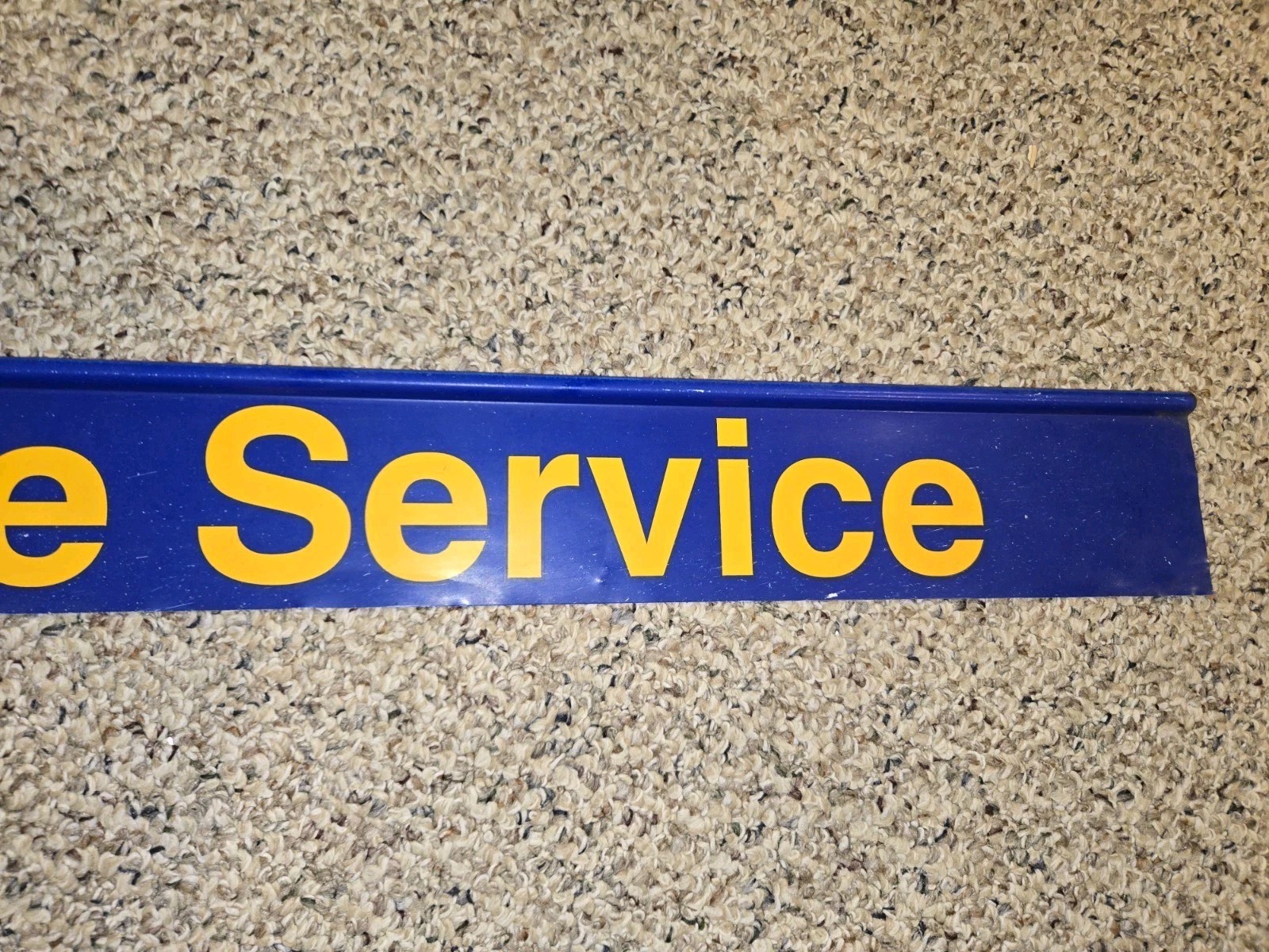 Vintage 80s/90s Brake Service Metal Sign,Yellow,Blue,35×4,2-Sided,Gas Station