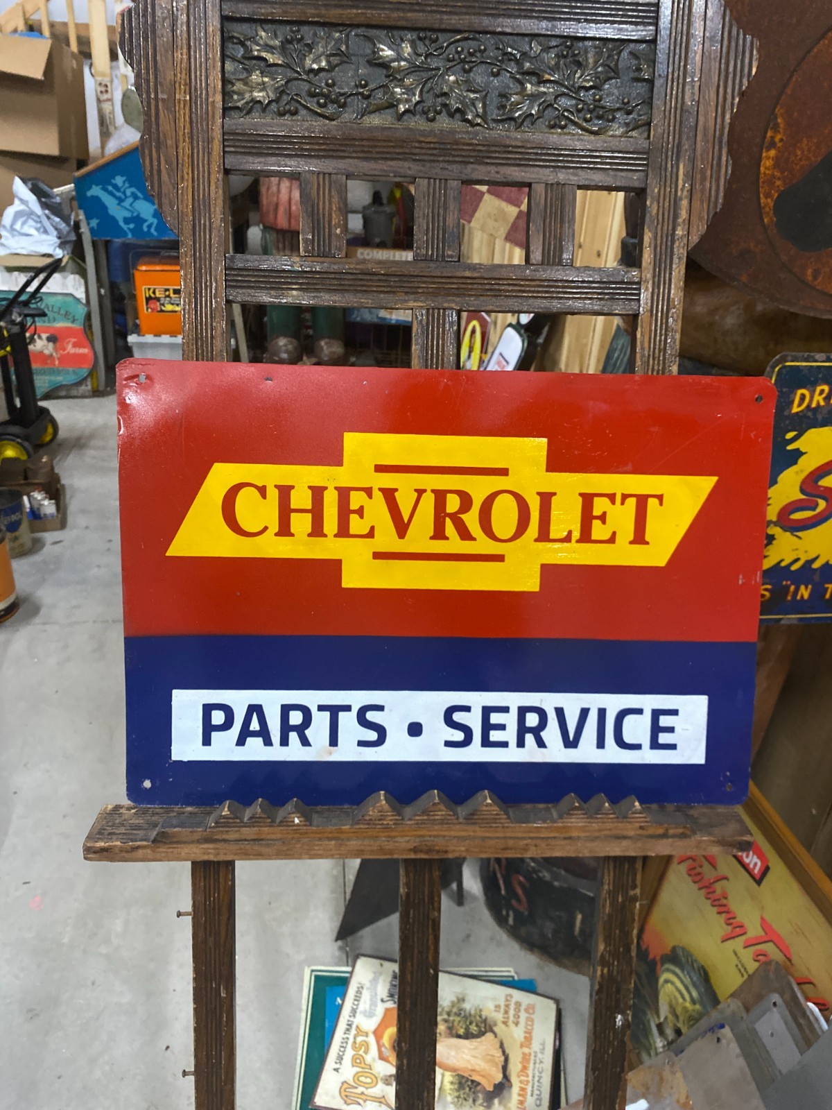 Chevrolet Parts Service Painted Metal Sign 22″ x 15″ GAS OIL AUTO Trucks