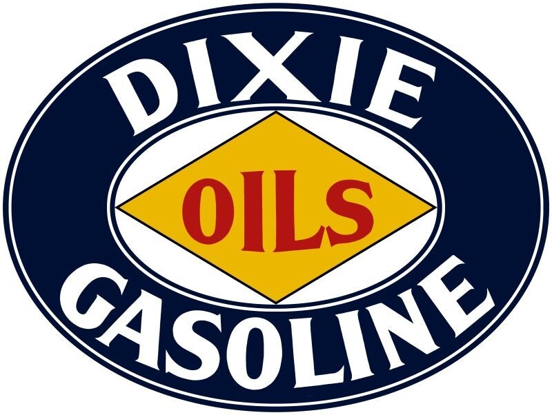 Dixie Gasoline & Oils DIECUT NEW 28″ Wide Sign USA STEEL XL Size 7 lbs