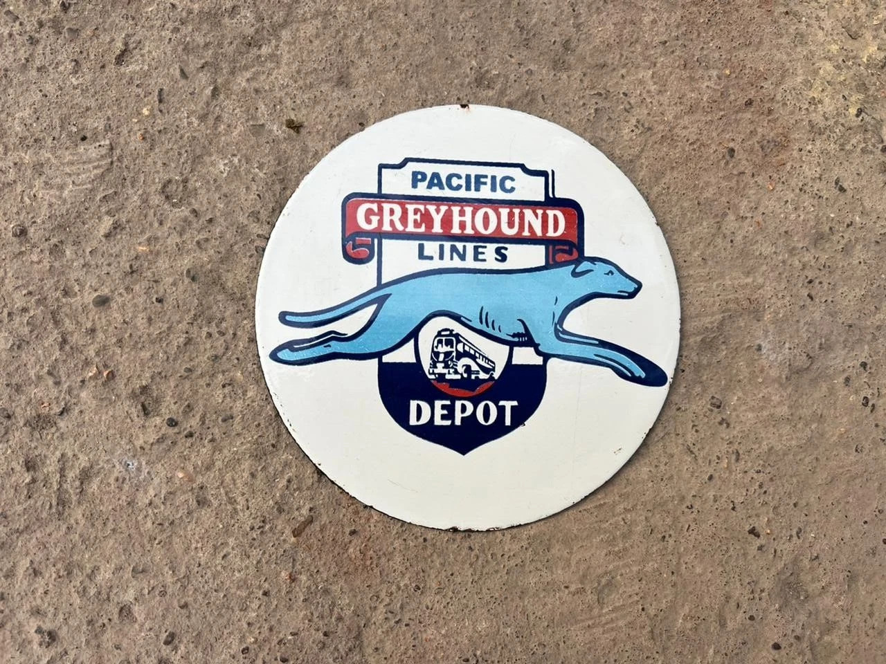 PORCELIAN GREYHOUND ENAMEL SIGN SIZE 6X6 INCHES