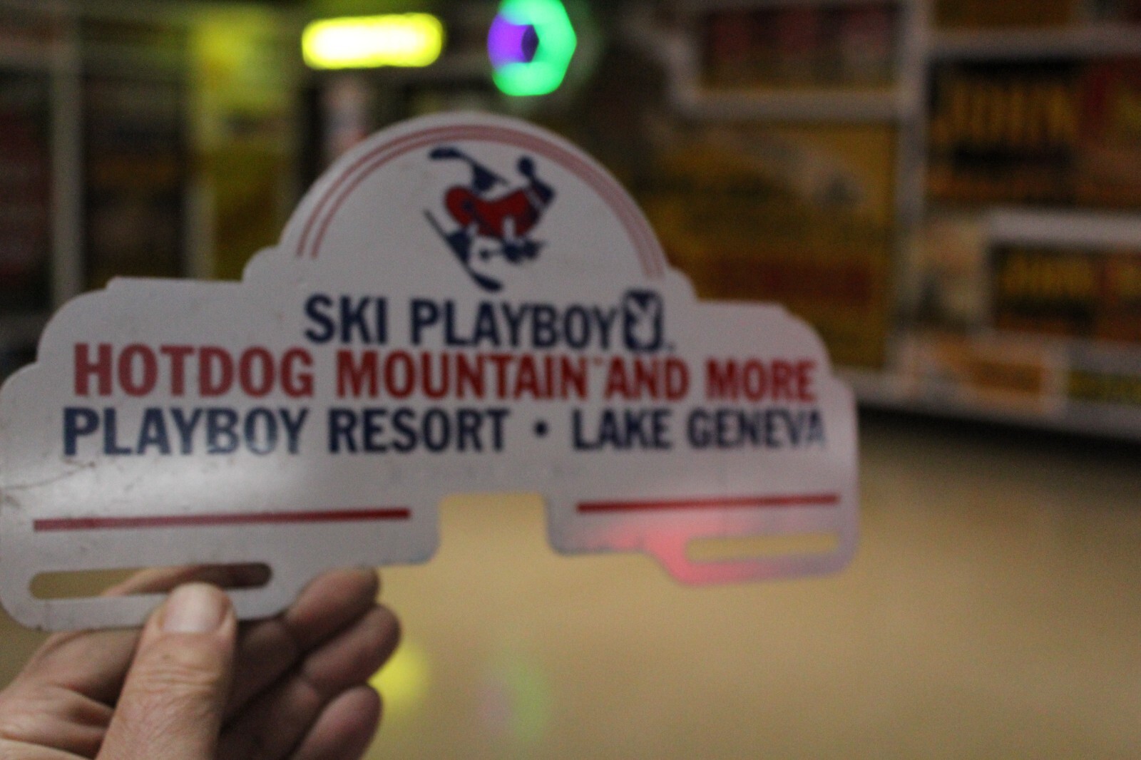 RARE 1968 PLAYBOY SKI CLUB LAKE GENEVA WISCONSIN PAINTED METAL SIGN HOTDOG BUNNY
